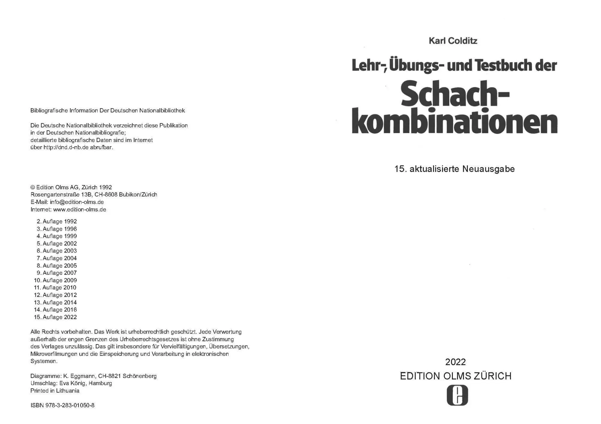 Bild: 9783283010560 | Lehr-, Übungs- und Testbuch der Schachkombinationen | Karl Colditz
