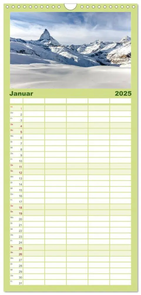 Bild: 9783457110560 | Familienplaner 2025 - Geheimnisvolle Alpen mit 5 Spalten...