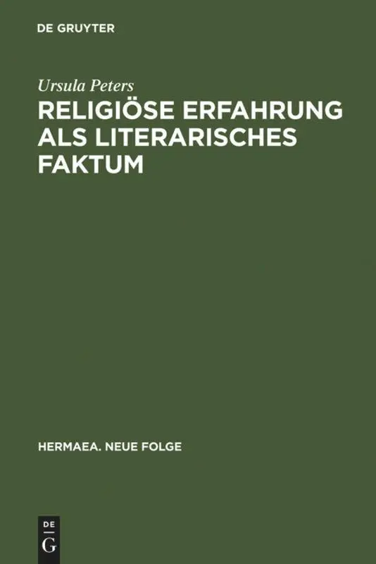 Cover: 9783484150560 | Religiöse Erfahrung als literarisches Faktum | Ursula Peters | Buch