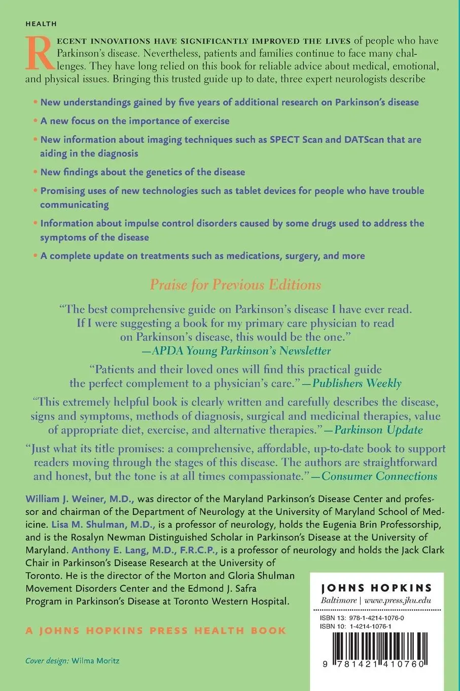 Rückseite: 9781421410760 | Parkinson's Disease | A Complete Guide for Patients and Families
