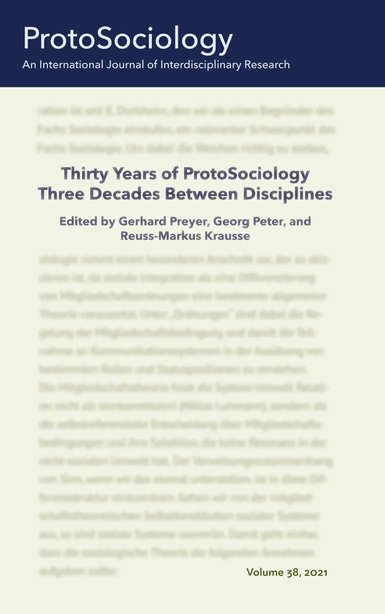 Cover: 9783755700760 | Thirty Years of ProtoSociology - Three Decades Between Disciplines
