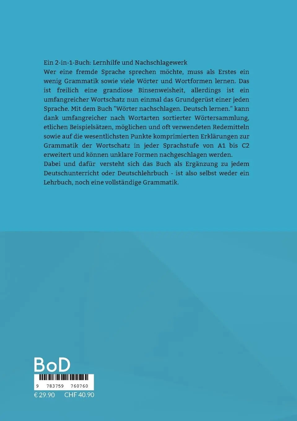 Rückseite: 9783759760760 | Wörter nachschlagen. Deutsch lernen. | Jürgen Lang | Taschenbuch