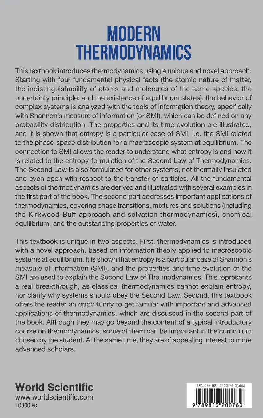 Rückseite: 9789813200760 | MODERN THERMODYNAMICS | Arieh Ben-Naim &amp; Diego Casadei | Buch | 2016