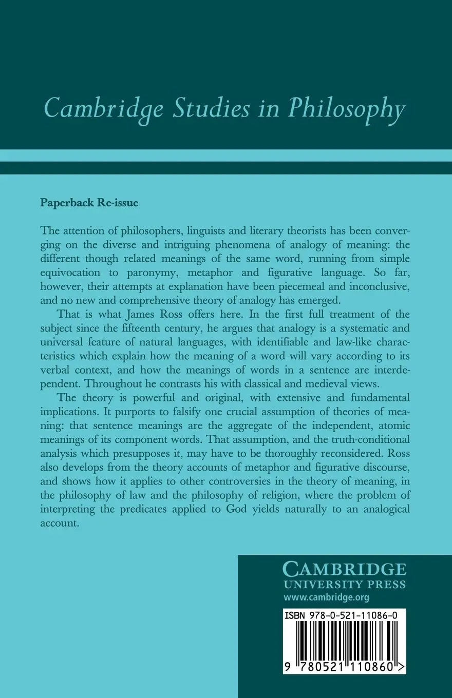Rückseite: 9780521110860 | Portraying Analogy | J. F. Ross | Taschenbuch | Englisch | 2009