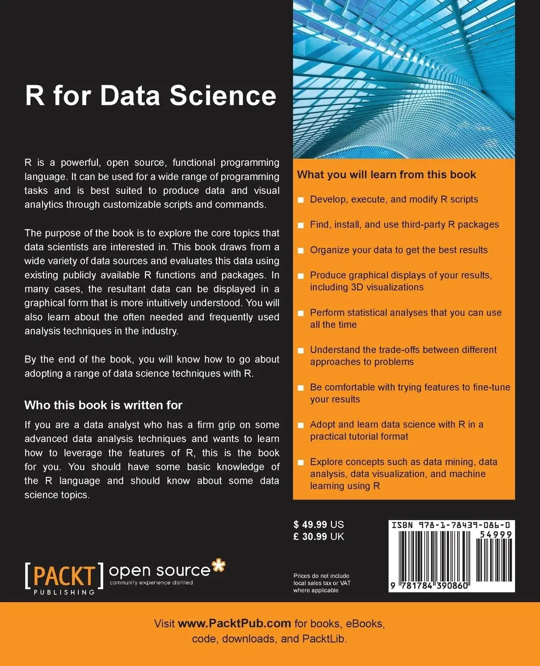 Rückseite: 9781784390860 | R for Data Science | Dan Toomey | Taschenbuch | Englisch | 2014