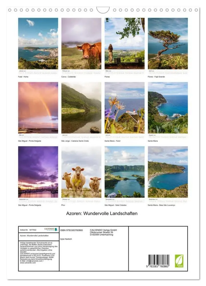 Bild: 9783383760860 | Azoren: Wundervolle Landschaften (Wandkalender 2025 DIN A3 hoch),...