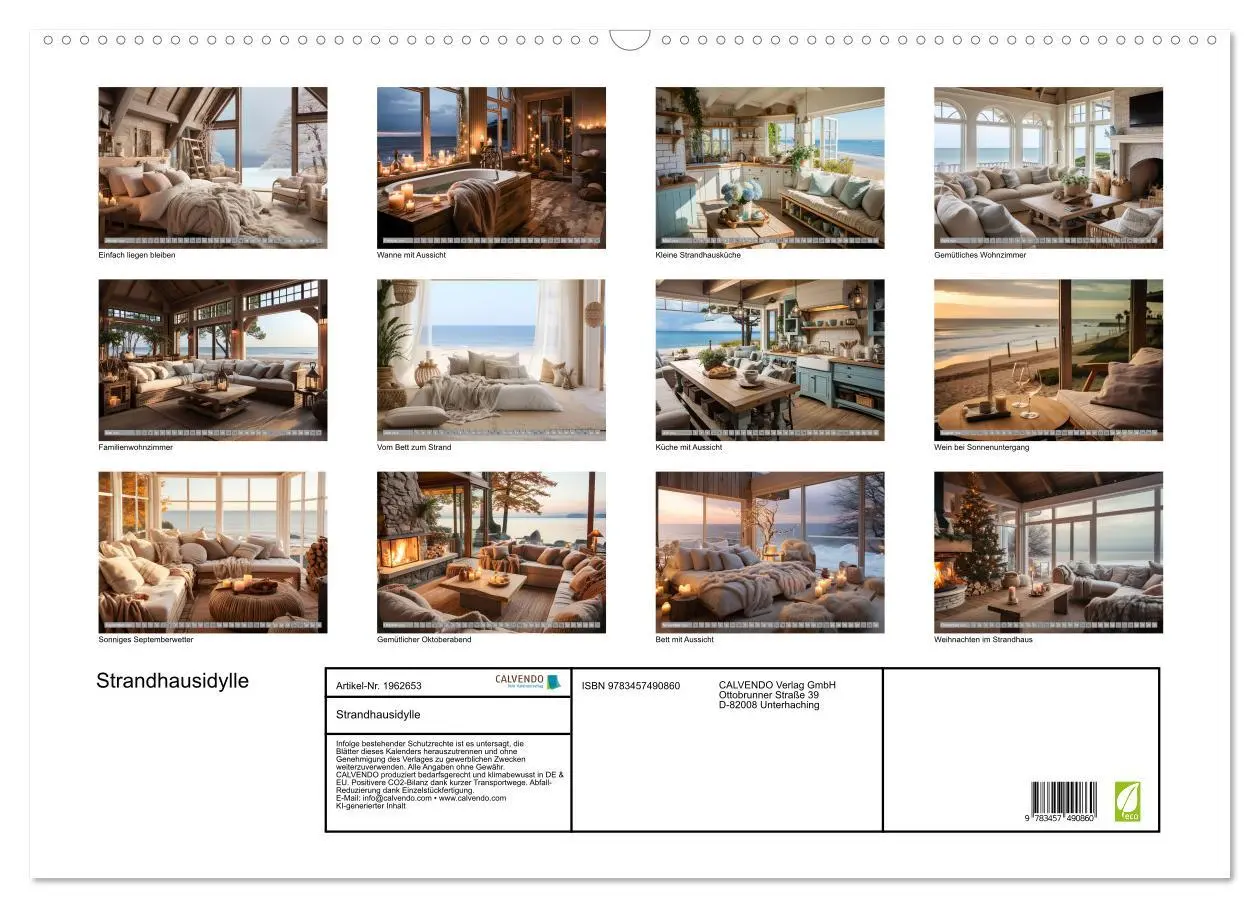 Bild: 9783457490860 | Strandhausidylle (Wandkalender 2026 DIN A2 quer), CALVENDO...