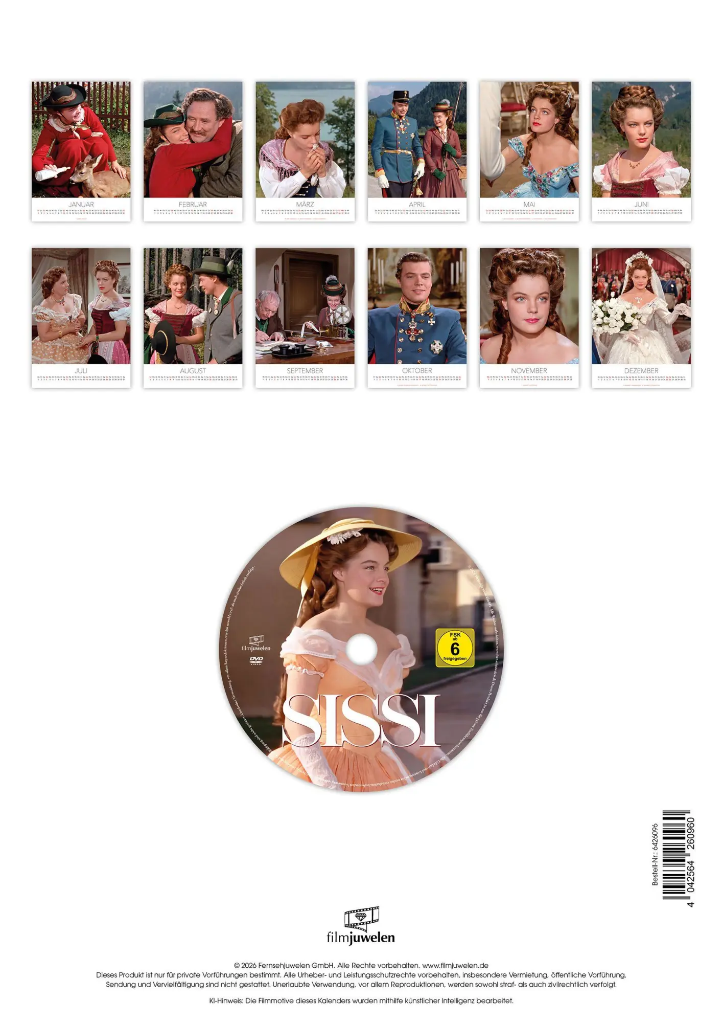 Bild: 4042564260960 | Sissi - Kalender 2027 inkl. DVD (Wandkalender / Fotokalender)...