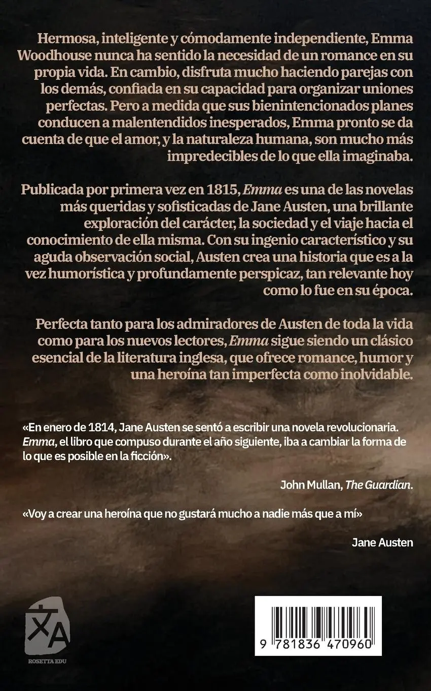 Rückseite: 9781836470960 | Emma | Jane Austen | Taschenbuch | Spanisch | 2025 | Rosetta Edu