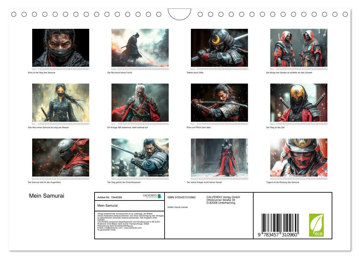 Bild: 9783457310960 | Mein Samurai (Wandkalender 2026 DIN A4 quer), CALVENDO Monatskalender