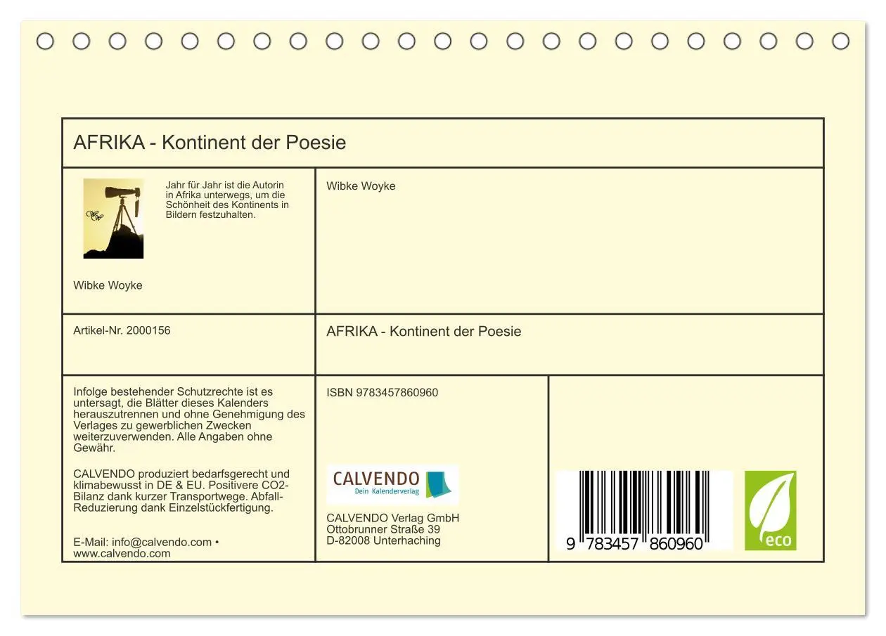 Bild: 9783457860960 | AFRIKA - Kontinent der Poesie (Tischkalender 2026 DIN A5 quer),...