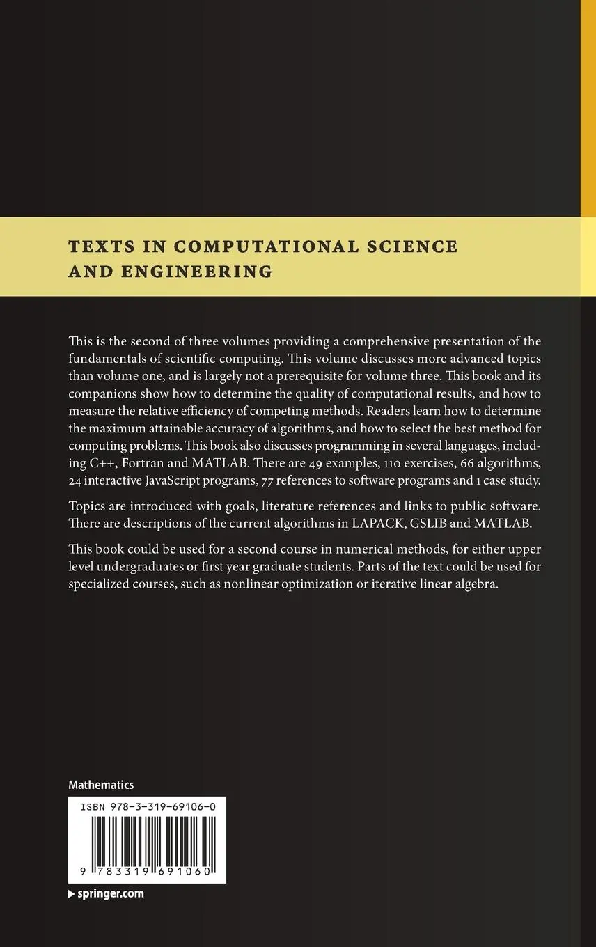 Rückseite: 9783319691060 | Scientific Computing | Vol. II - Eigenvalues and Optimization | Buch