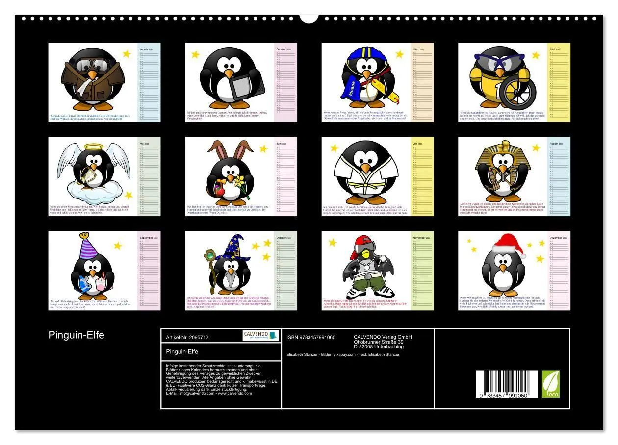 Bild: 9783457991060 | Pinguin-Elfe (hochwertiger Premium Wandkalender 2026 DIN A2 quer),...