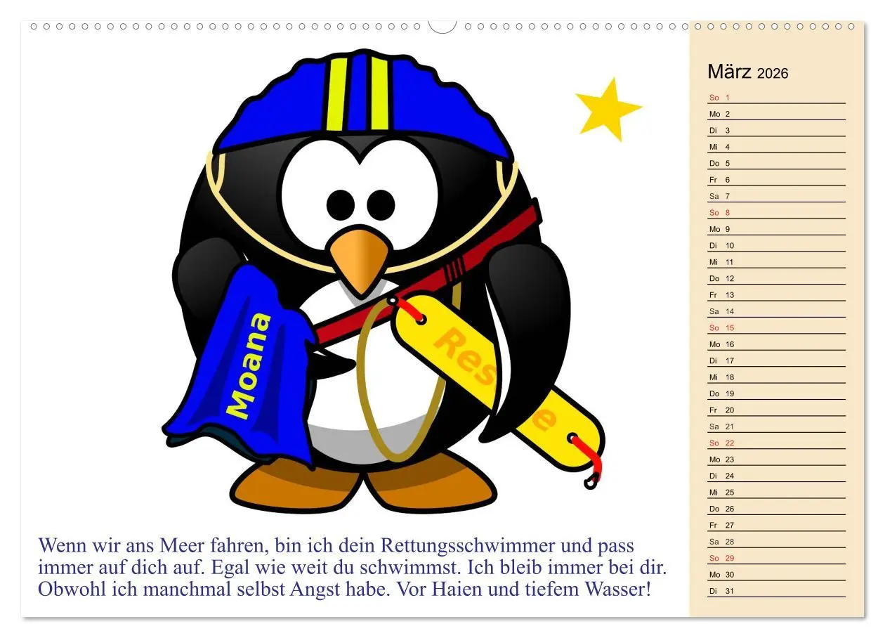 Bild: 9783457991060 | Pinguin-Elfe (hochwertiger Premium Wandkalender 2026 DIN A2 quer),...