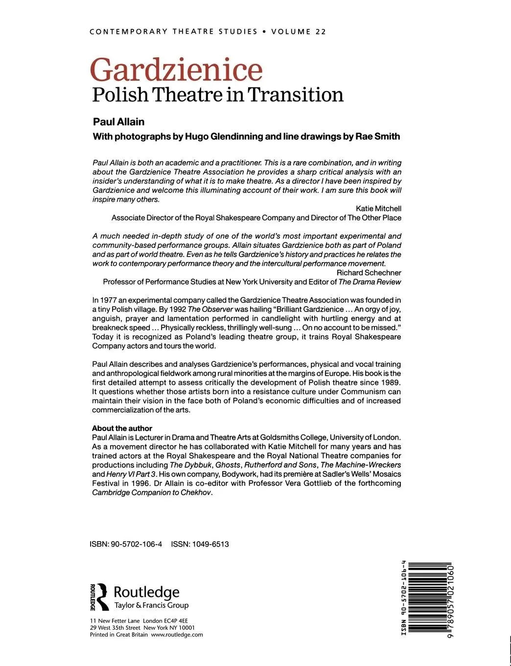 Rückseite: 9789057021060 | Gardzienice | Polish Theatre in Transition | Paul Allain | Taschenbuch