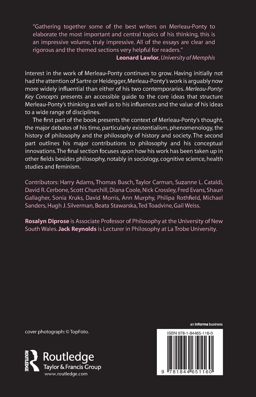 Rückseite: 9781844651160 | Merleau-Ponty | Key Concepts | Rosalyn Diprose (u. a.) | Taschenbuch