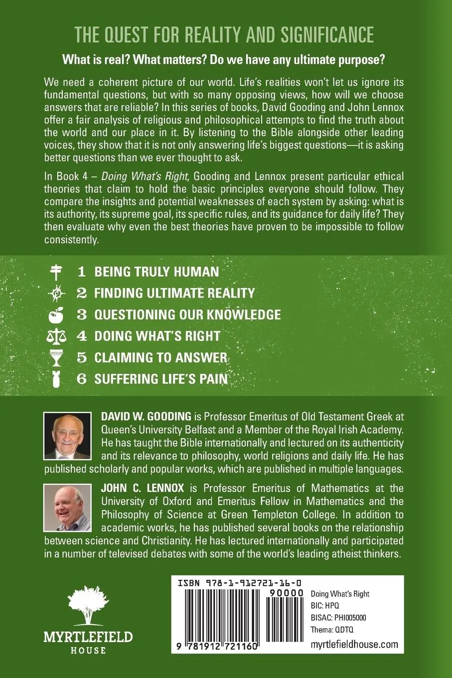 Rückseite: 9781912721160 | Doing What's Right | David W. Gooding (u. a.) | Taschenbuch | Englisch