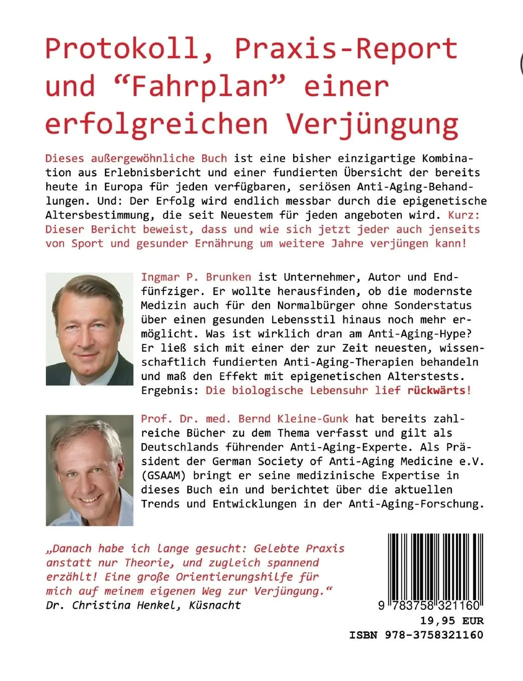 Rückseite: 9783758321160 | Verjüngung! - Der Selbstversuch | Ingmar Brunken (u. a.) | Taschenbuch