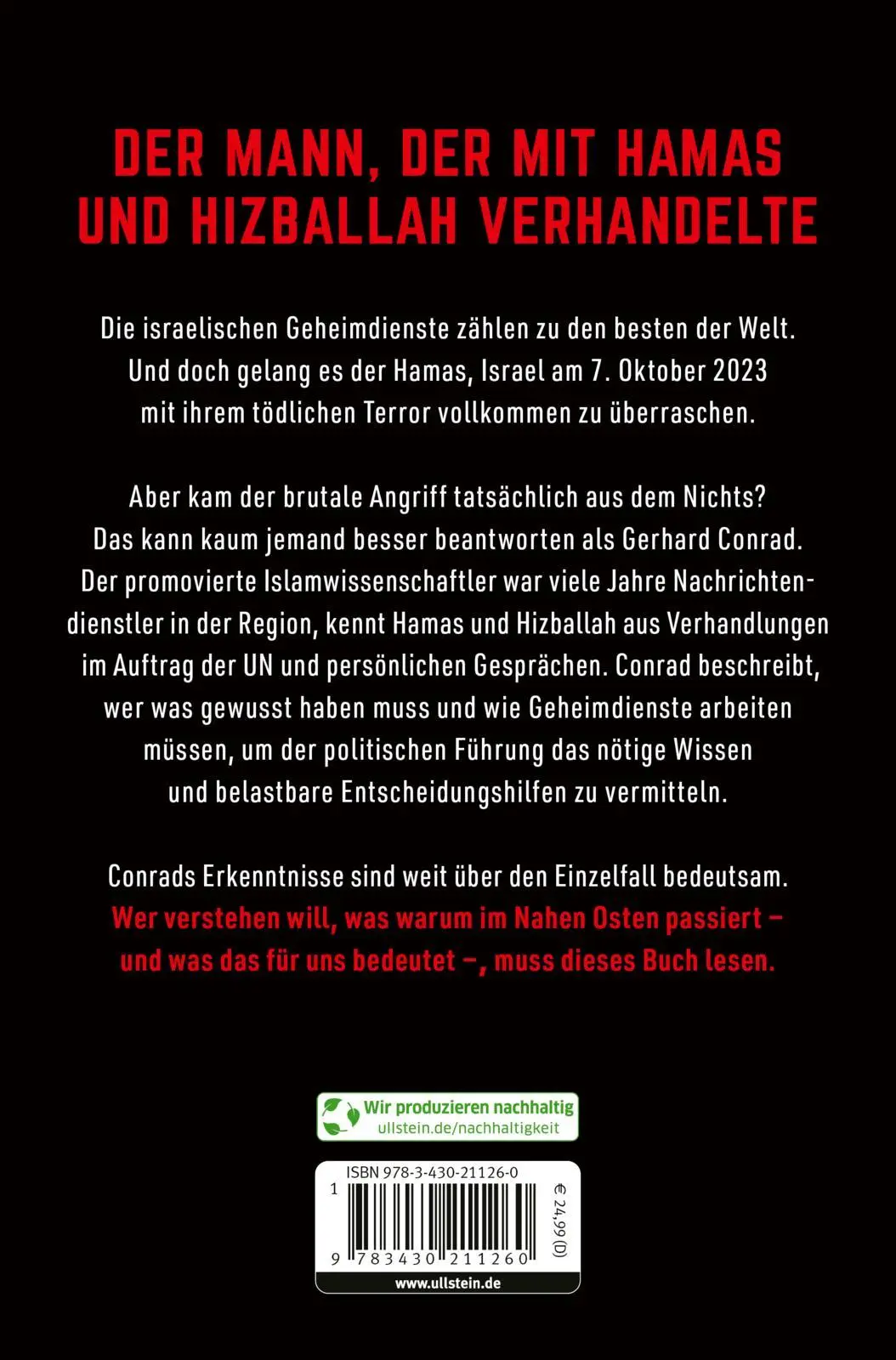 Rückseite: 9783430211260 | Nichtwissen ist tödlich | Gerhard Conrad | Taschenbuch | 256 S. | 2024