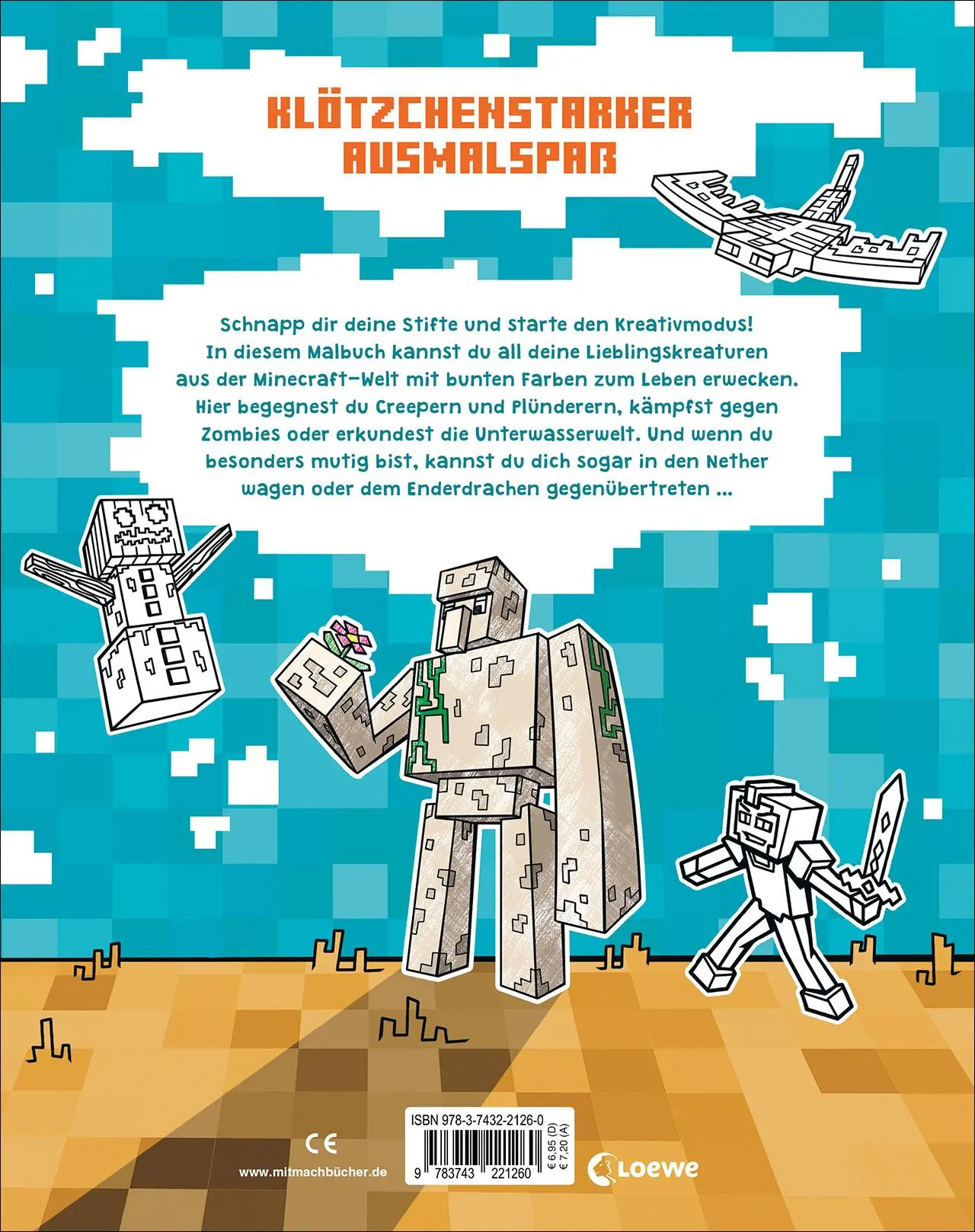 Rückseite: 9783743221260 | Malbuch für Minecrafter | Philipp Ach | Taschenbuch | 64 S. | Deutsch