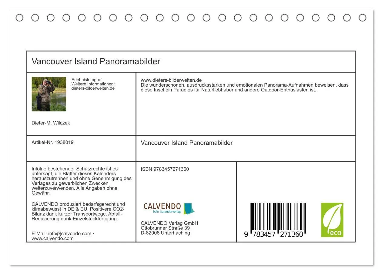 Bild: 9783457271360 | Vancouver Island Panoramabilder (Tischkalender 2026 DIN A5 quer),...