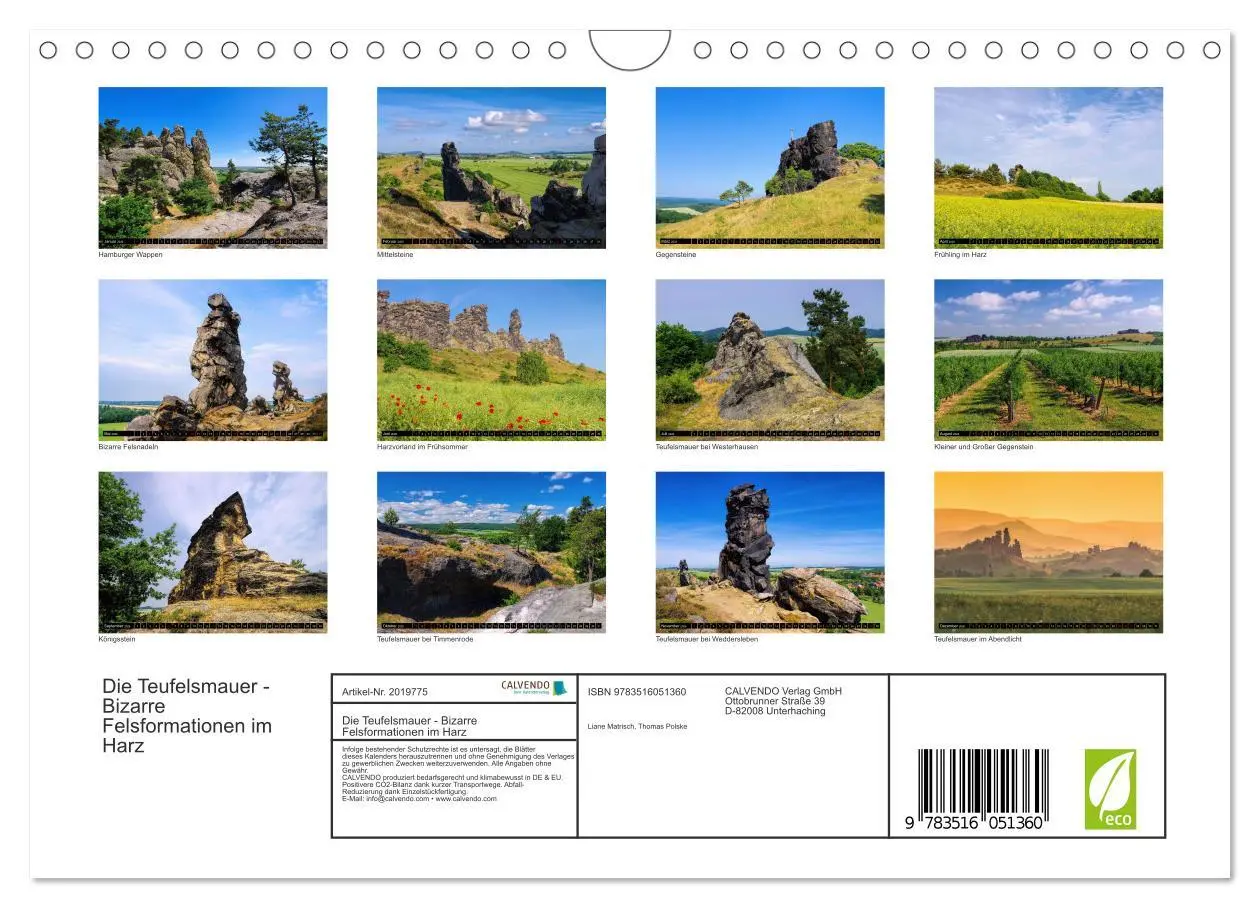 Bild: 9783516051360 | Die Teufelsmauer - Bizarre Felsformationen im Harz (Wandkalender...
