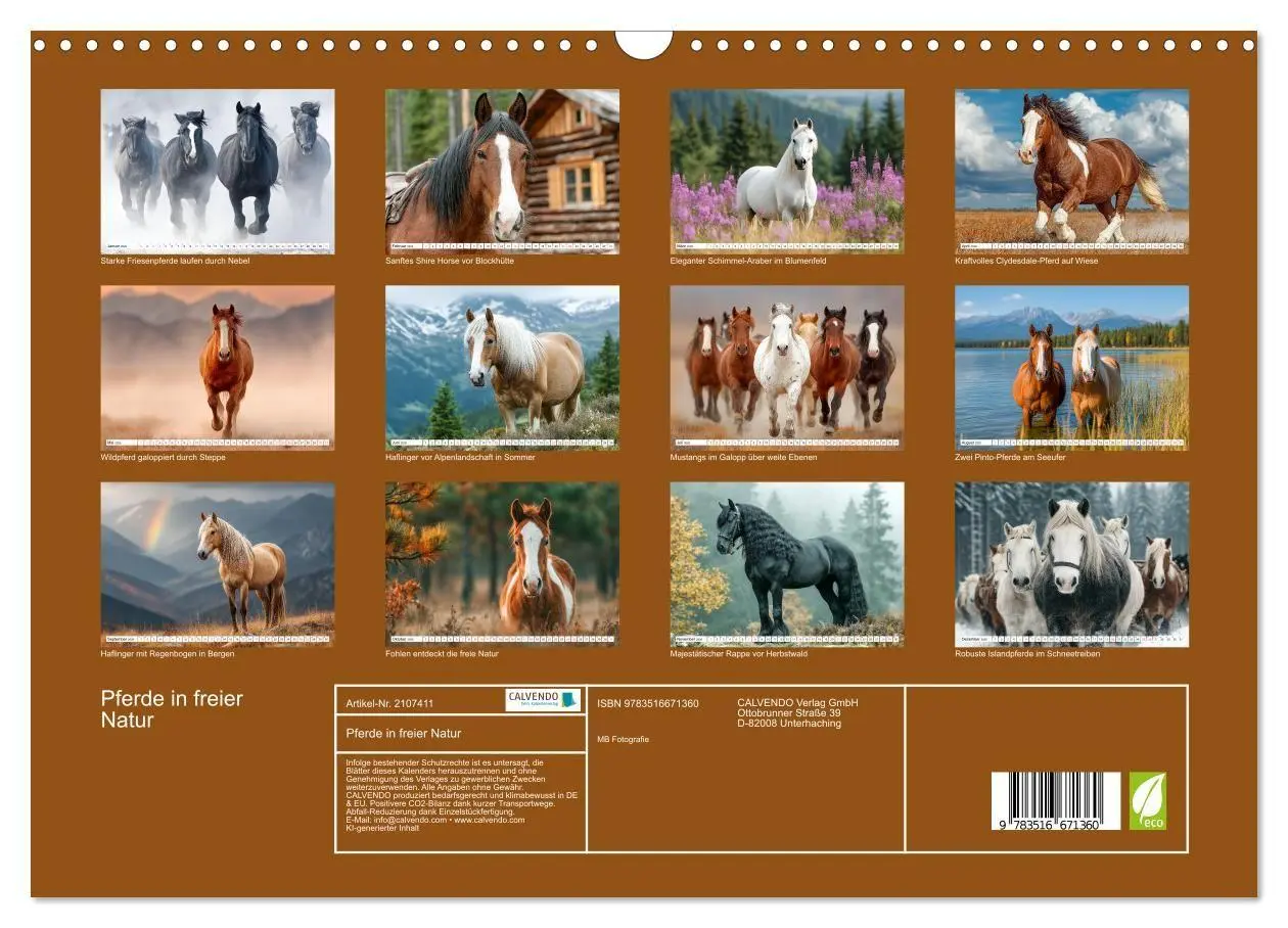 Bild: 9783516671360 | Pferde in freier Natur (Wandkalender 2026 DIN A3 quer), CALVENDO...