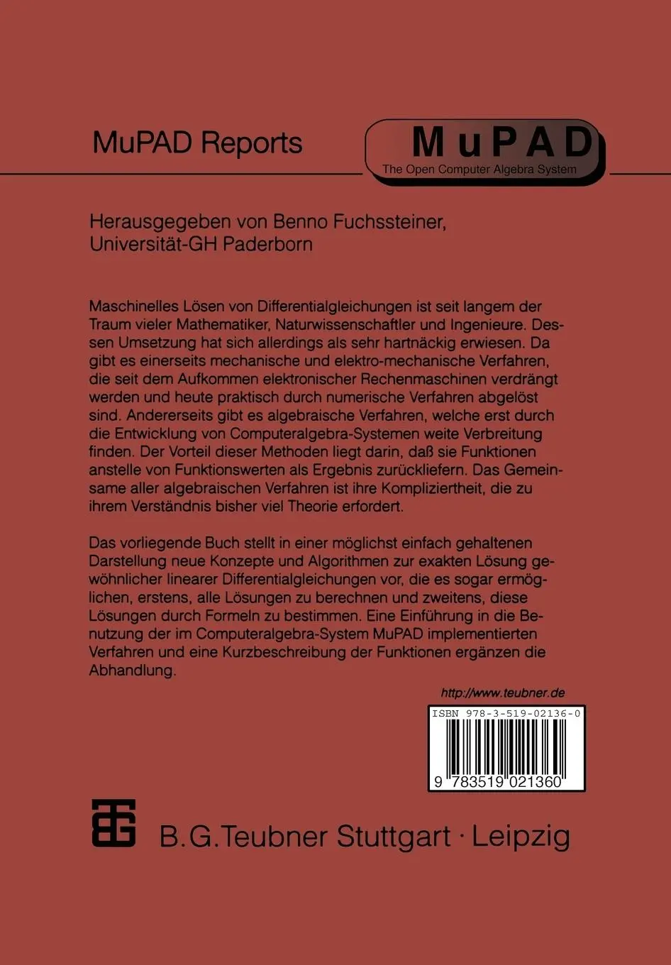 Rückseite: 9783519021360 | Algebraische Algorithmen zur Lösung von linearen...