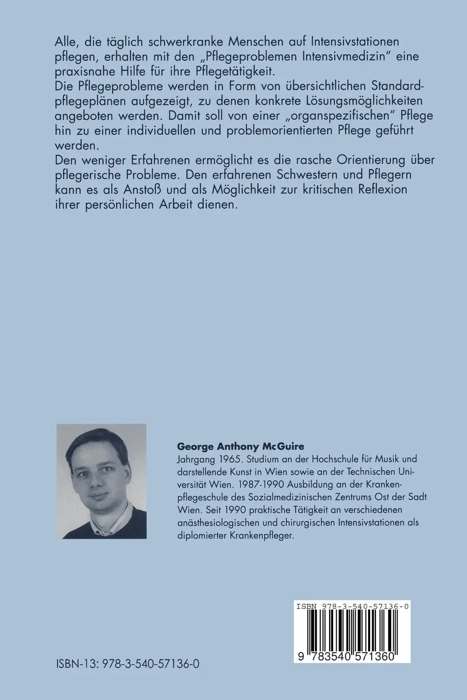 Rückseite: 9783540571360 | Pflegeprobleme Intensivmedizin | George A. McGuire | Taschenbuch | x