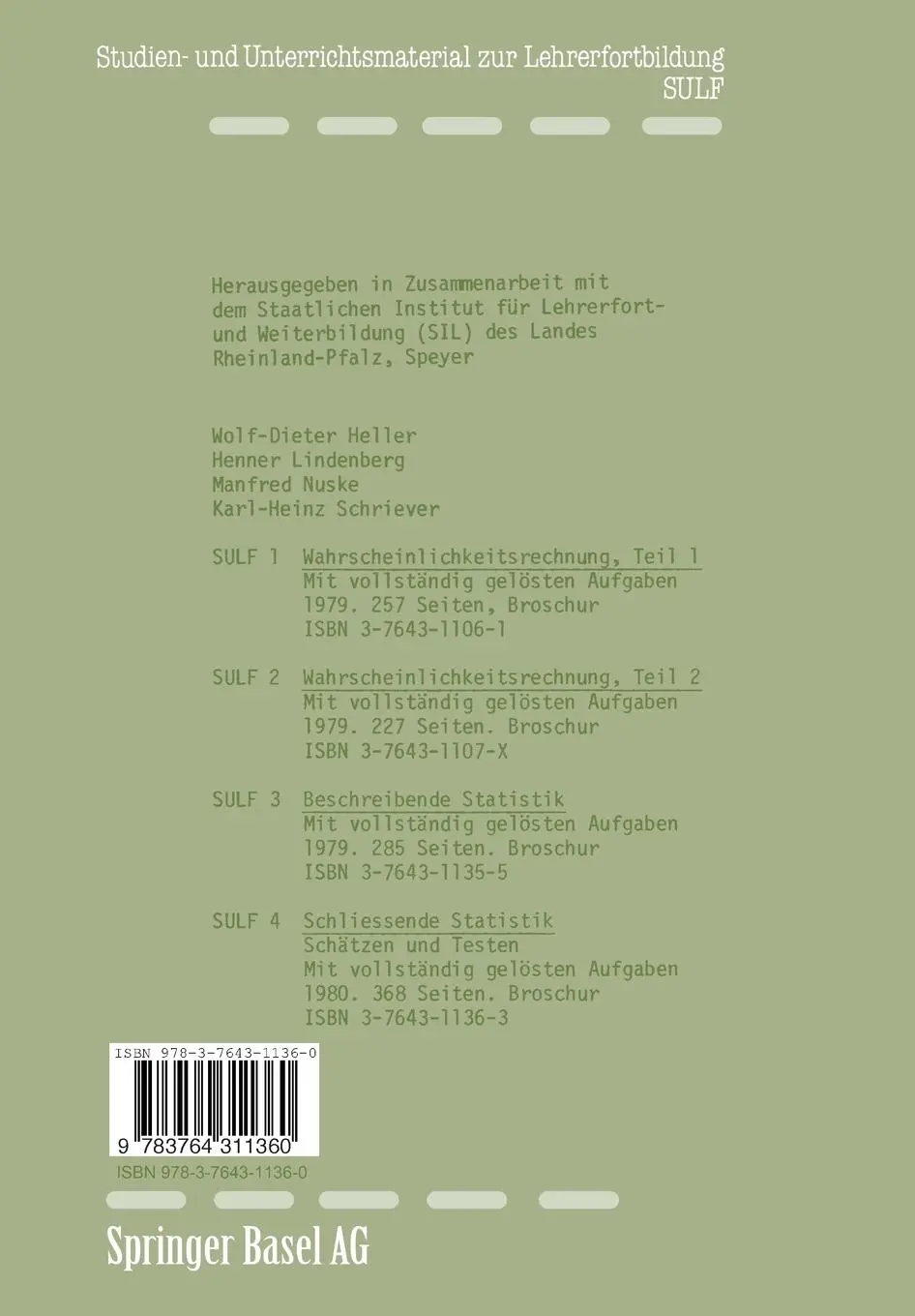 Rückseite: 9783764311360 | Schliessende Statistik | Heller (u. a.) | Taschenbuch | xi | Deutsch