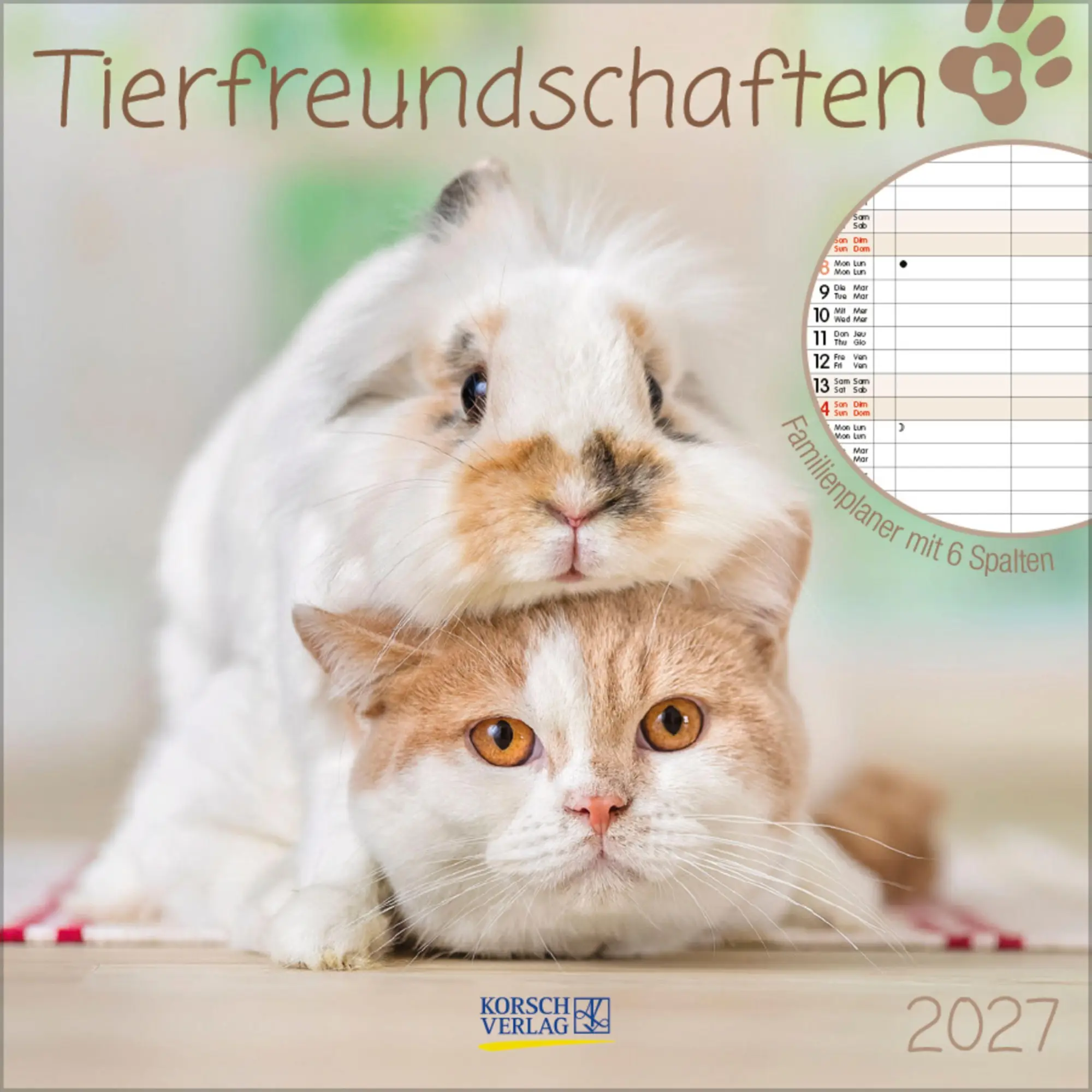 Cover: 9783819301360 | Tierfreundschaften - Familientimer 2027 | Verlag Korsch | Kalender