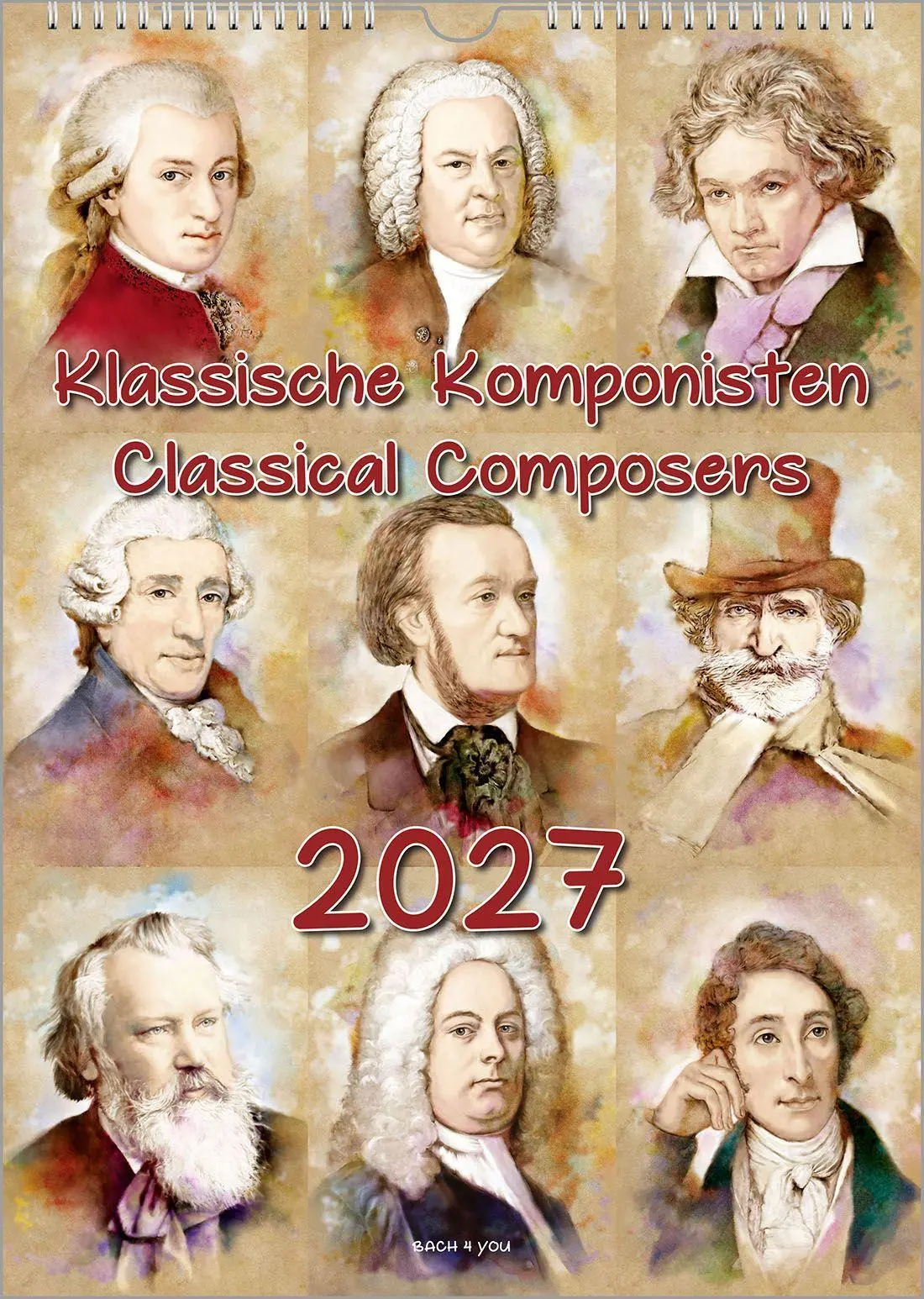 Cover: 9783969031360 | Komponisten-Kalender, ein Musik-Kalender 2027, DIN A4 | Peter Bach Jr.