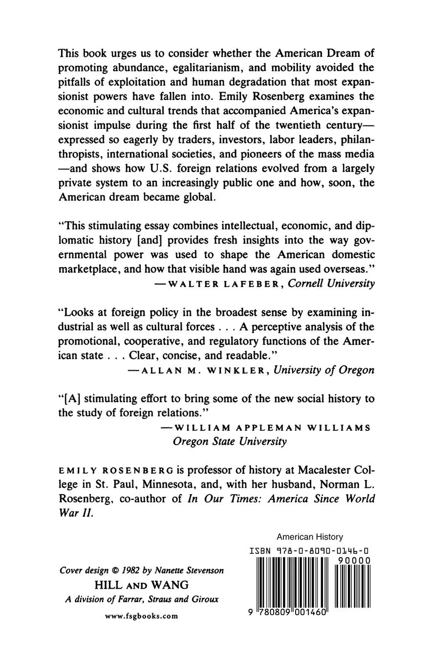 Rückseite: 9780809001460 | Spreading the American Dream | Emily S. Rosenberg | Taschenbuch | 1982