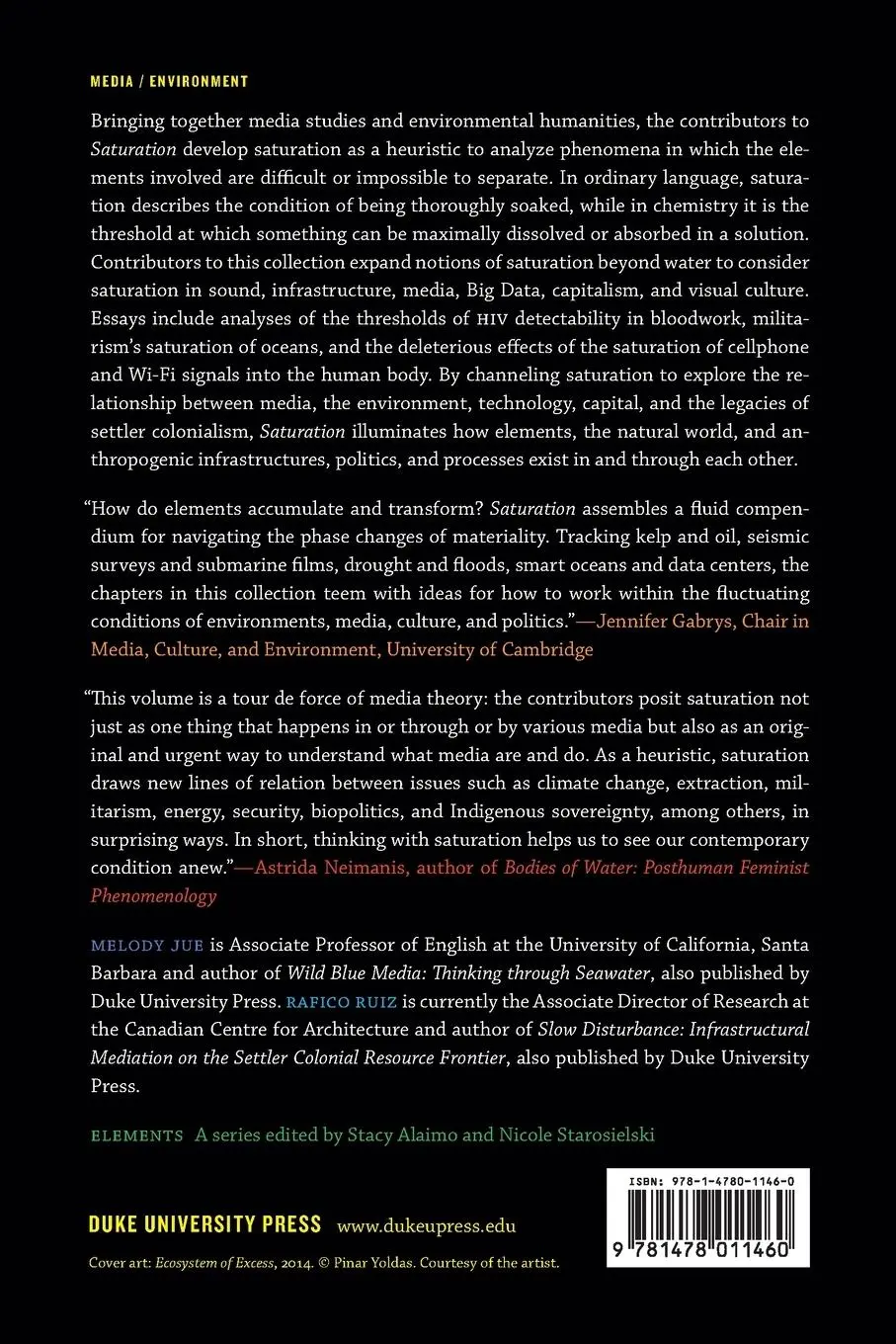Rückseite: 9781478011460 | Saturation | An Elemental Politics | Melody Jue | Taschenbuch | 2021