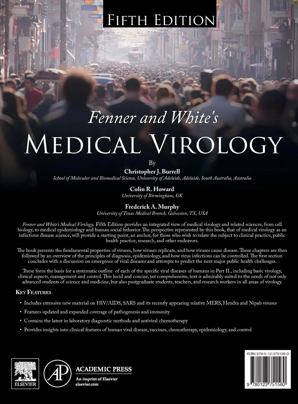 Rückseite: 9780123751560 | Fenner and White's Medical Virology | Christopher J. Burrell (u. a.)