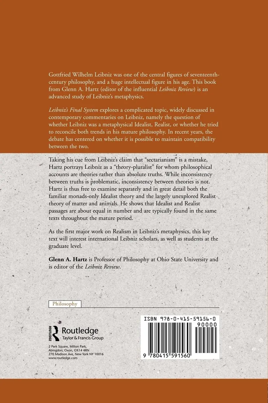 Rückseite: 9780415591560 | Leibniz's Final System | Monads, Matter, and Animals | Glenn A. Hartz
