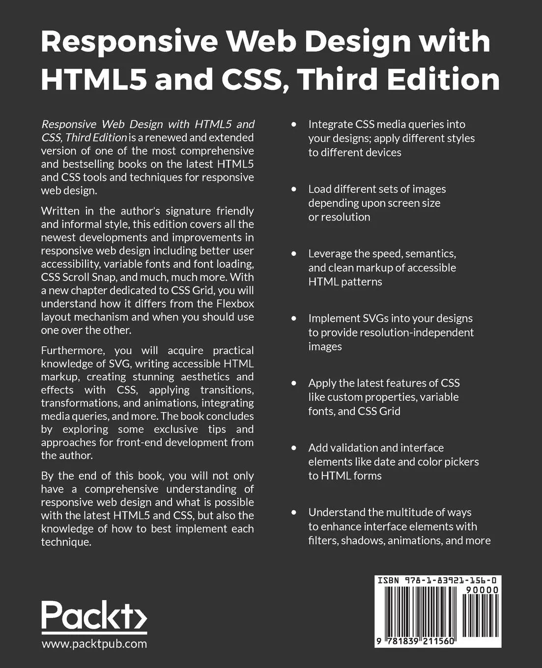 Rückseite: 9781839211560 | Responsive Web Design with HTML5 and CSS | Ben Frain | Taschenbuch