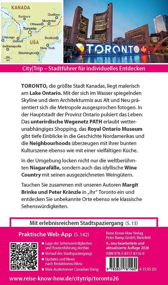 Bild: 9783831781560 | Reise Know-How CityTrip Toronto | Peter Kränzle (u. a.) | Taschenbuch