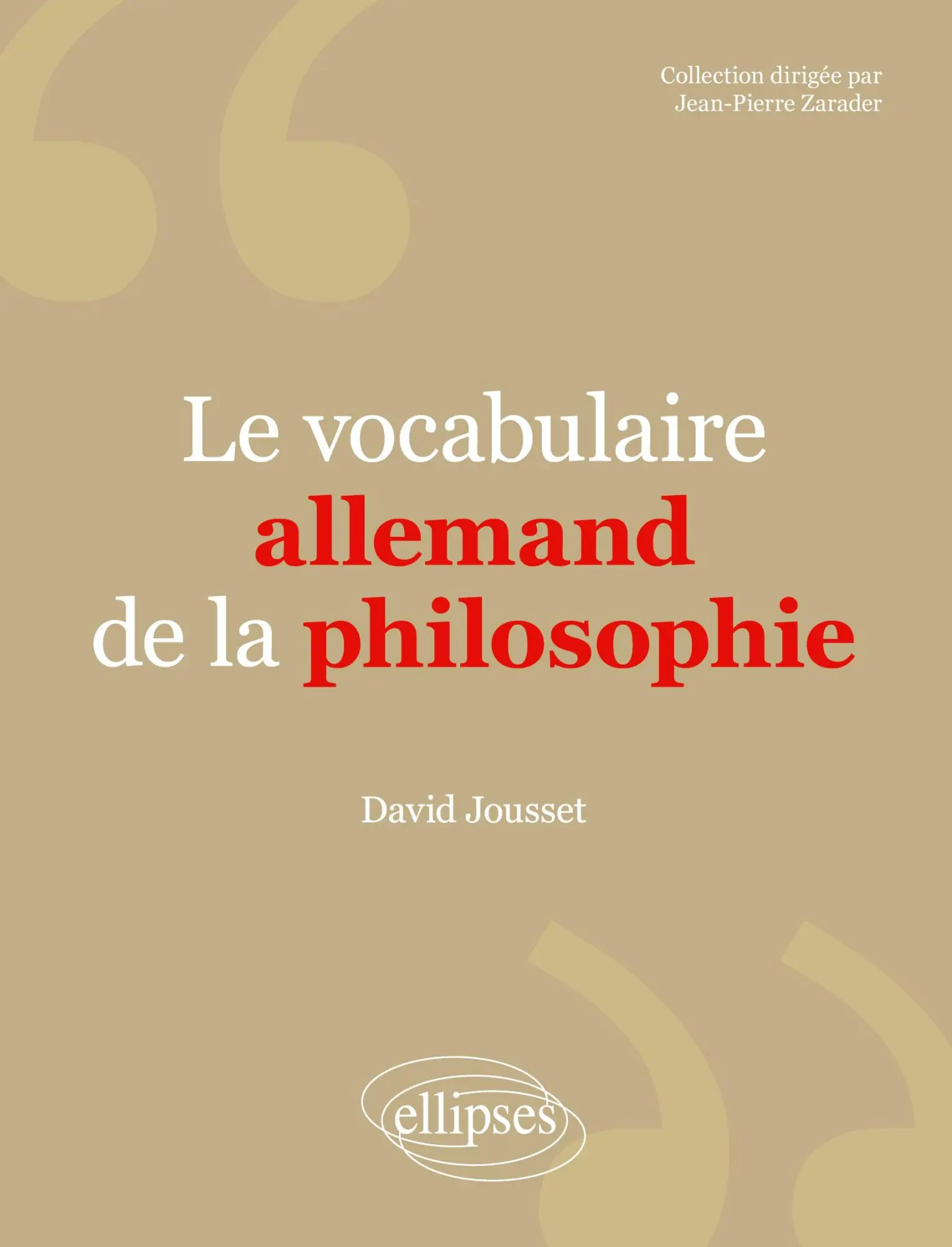 Cover: 9782729831660 | Vocabulaire allemand de la philosophie | David Jousset | Taschenbuch