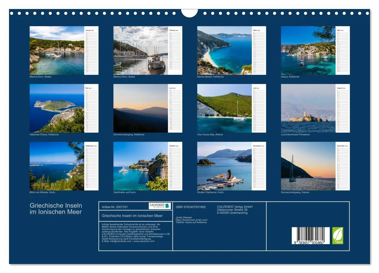 Bild: 9783457931660 | Griechische Inseln im Ionischen Meer (Wandkalender 2026 DIN A3...