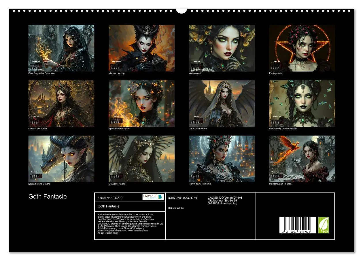 Bild: 9783457301760 | Goth Fantasie (hochwertiger Premium Wandkalender 2026 DIN A2 quer),...