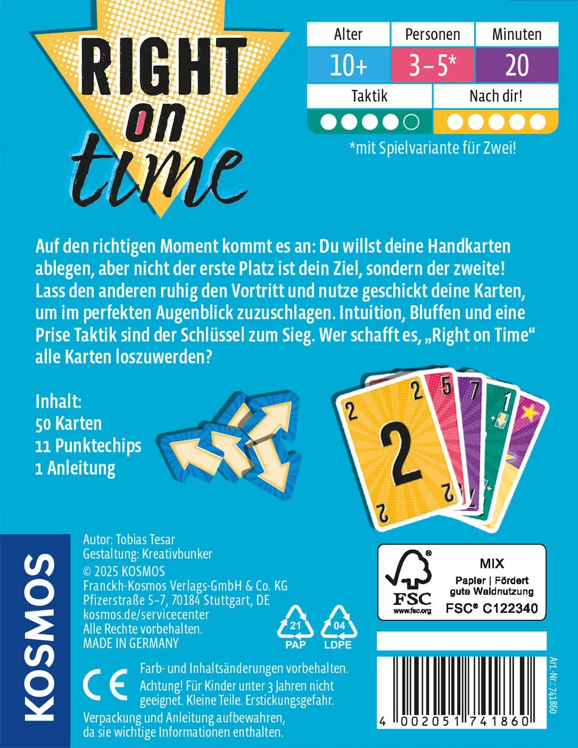 Rückseite: 4002051741860 | Right on time | Spiel | Tobias Tesar | Spiel | 741860 | Deutsch | 2025