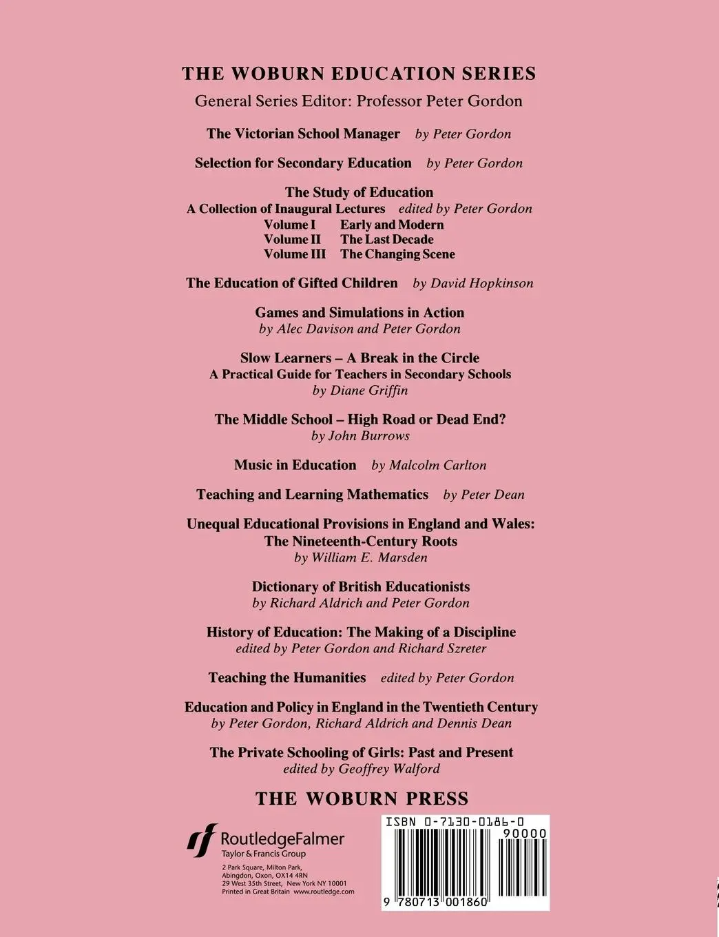 Rückseite: 9780713001860 | The Private Schooling of Girls | Past and Present | Geoffrey Walford
