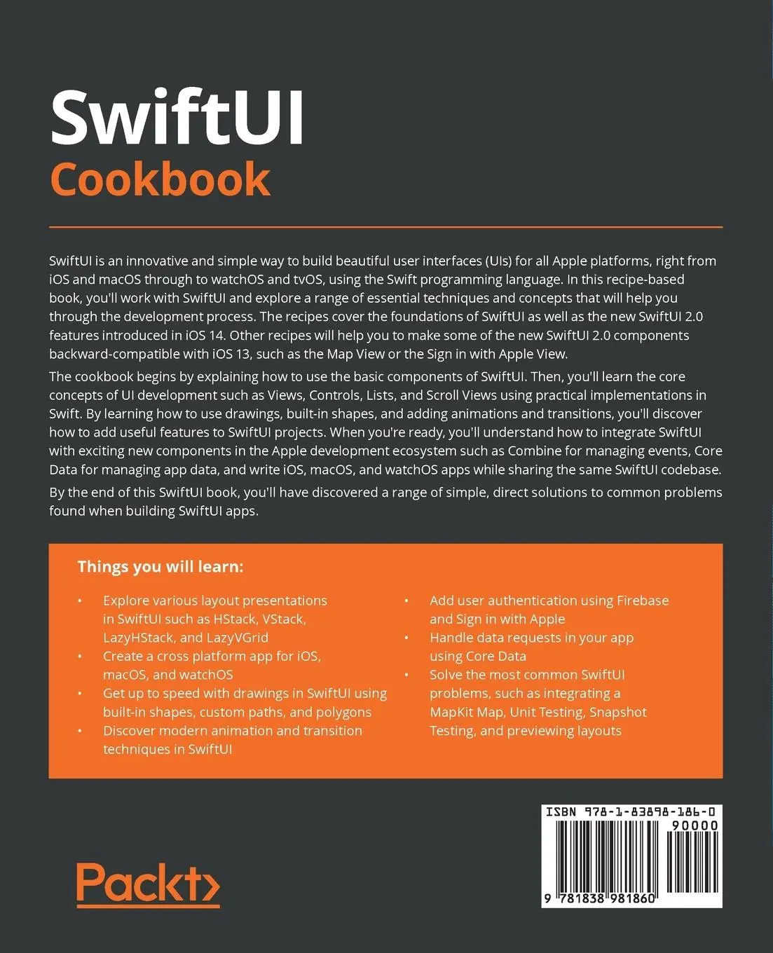 Rückseite: 9781838981860 | SwiftUI Cookbook | Giordano Scalzo (u. a.) | Taschenbuch | Englisch