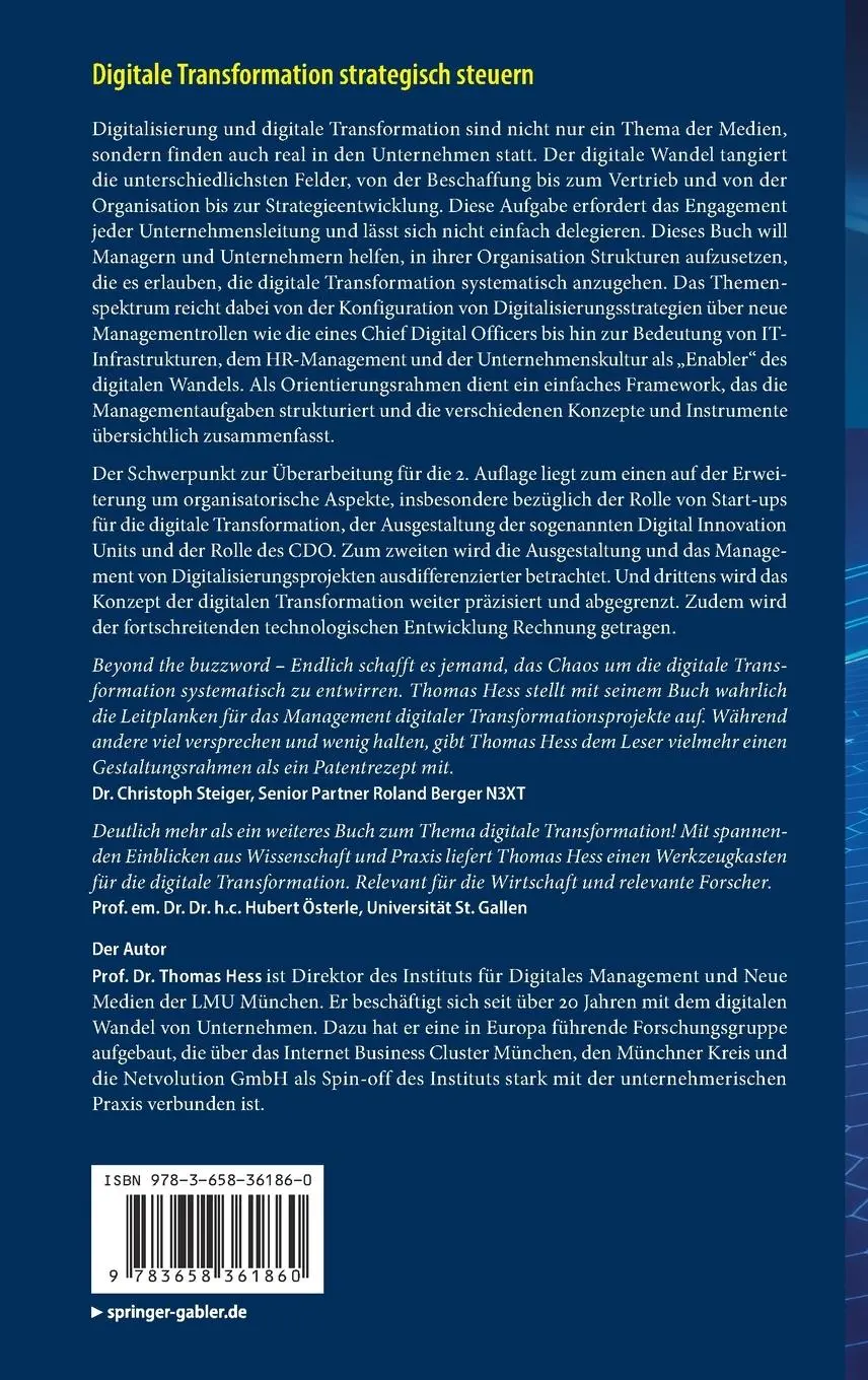 Rückseite: 9783658361860 | Digitale Transformation strategisch steuern | Thomas Hess | Buch | xii