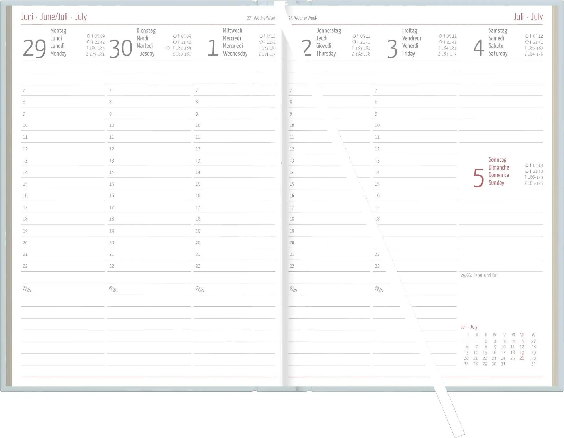Bild: 4069095011960 | Buchkalender 1T/1S grau Blauer Engel 2027 | KG | Kalender | 392 S.