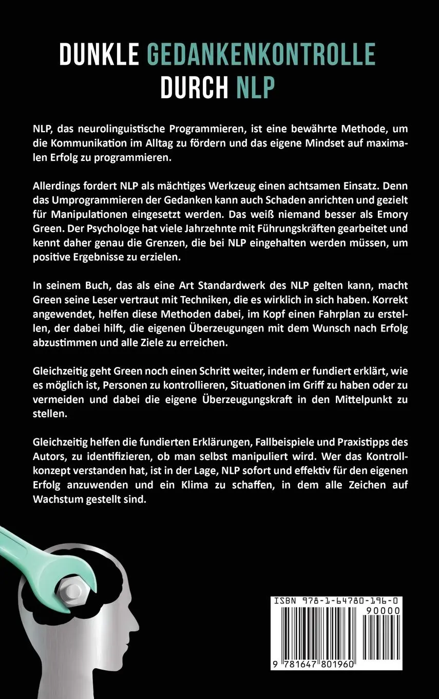 Rückseite: 9781647801960 | Dunkle Gedankenkontrolle durch NLP | Emory Green | Buch | 2020