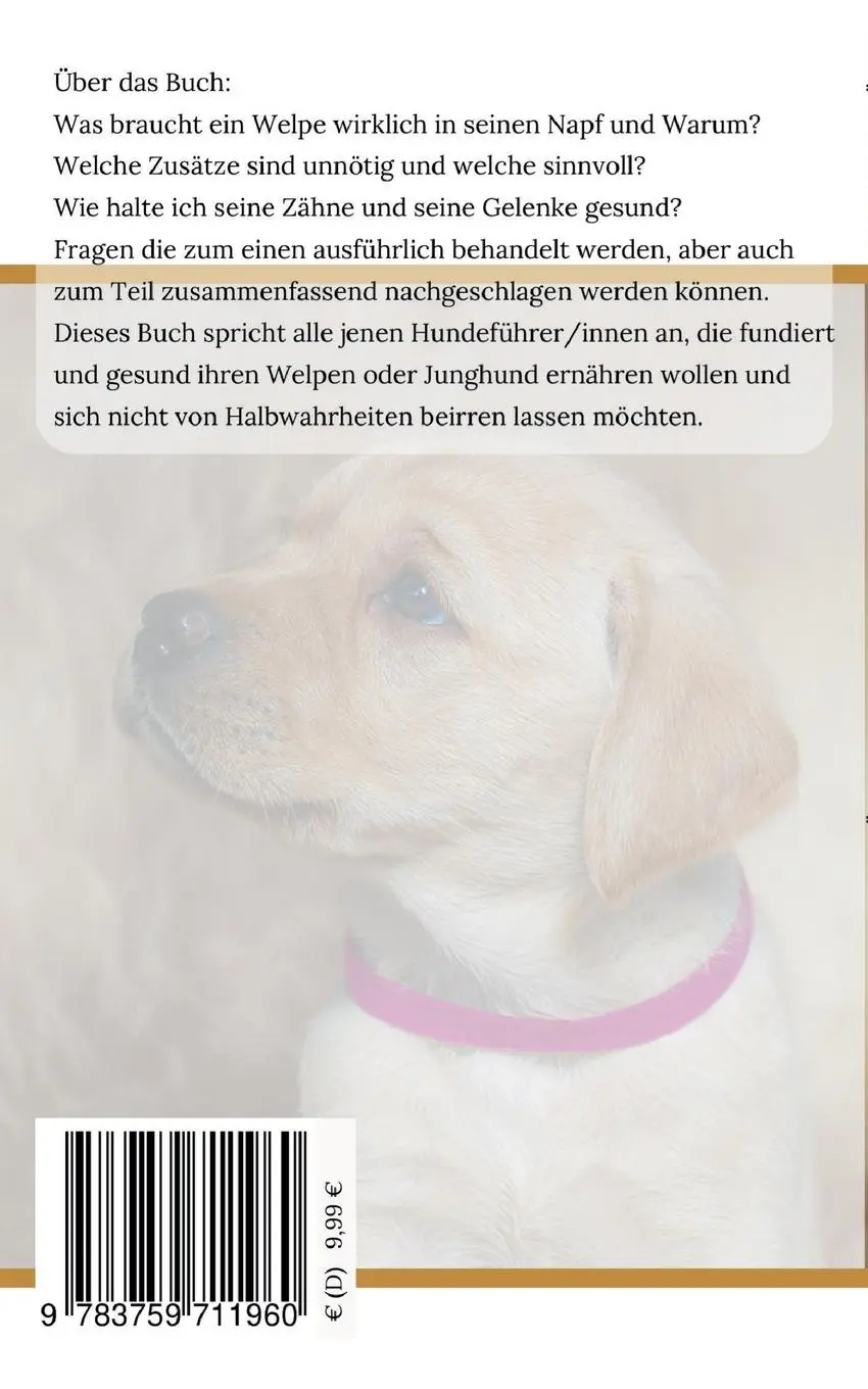 Rückseite: 9783759711960 | Welpen-Guide | Ernährung &amp; Gesundheit | Janina Sträter | Taschenbuch