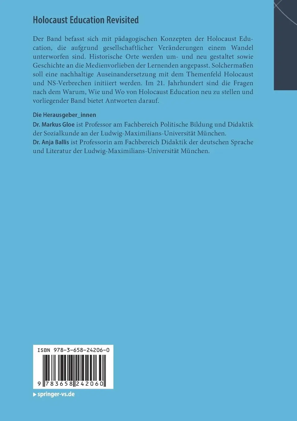 Rückseite: 9783658242060 | Holocaust Education Revisited | Anja Ballis (u. a.) | Taschenbuch | ix