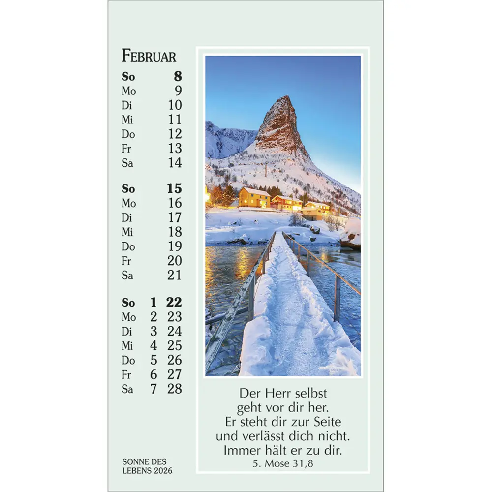 Bild: 9783754892060 | Sonne des Lebens 2026 | Mini-Kalender mit Bibelworten und Farbfotos